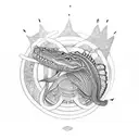 Outline of alligator filled with tribal art tattoo design idea