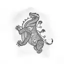 Outline of alligator filled with tribal art tattoo design idea