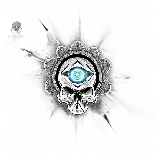 split skull with 3rd eye  tattoo design idea