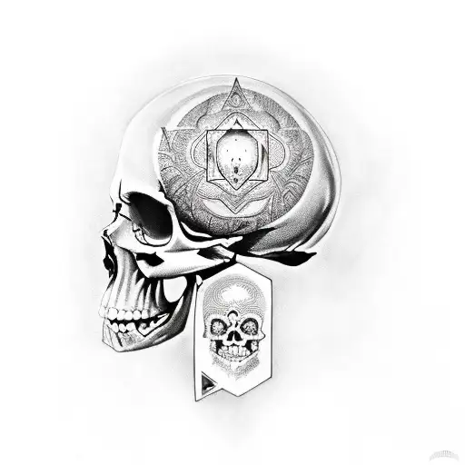 split skull with 3rd eye  tattoo design idea