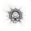 split skull with 3rd eye  tattoo design idea