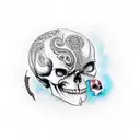 split skull with 3rd eye  tattoo design idea