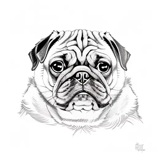 pug dog with mjolnir tattoo design idea