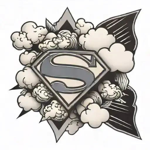 superman logo with clouds tattoo design idea