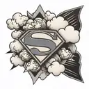 superman logo with clouds tattoo design idea