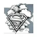 superman logo with clouds tattoo design idea