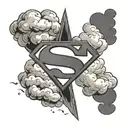 superman logo with clouds tattoo design idea