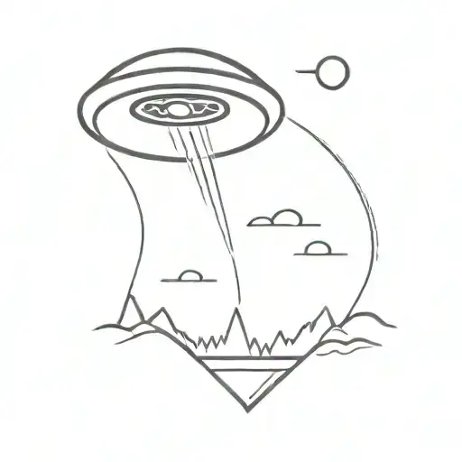 Alien UFO abduction scene tattoo design idea
