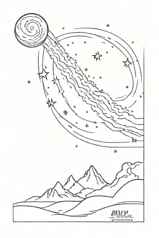 Illustration of the milky way coming up on the horizon  tattoo design idea