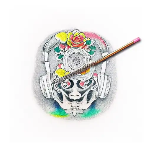 Headphone tattoo design idea