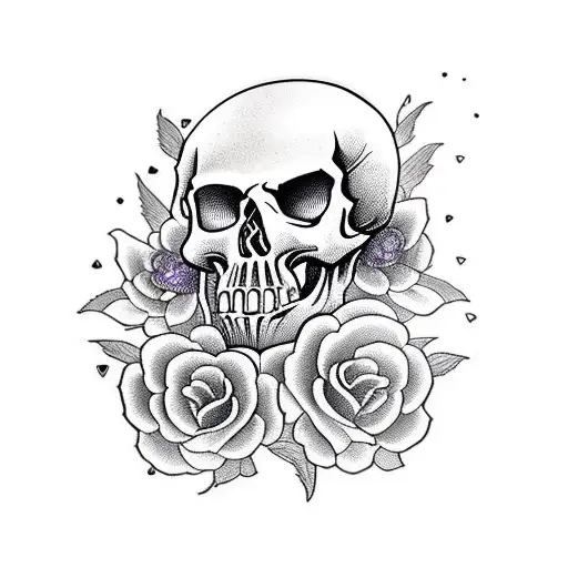 Skull and Roses tattoo design idea