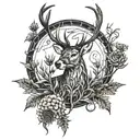 Stag surrounded by twisted thistles tattoo design idea