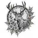 Stag surrounded by twisted thistles tattoo design idea
