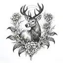 Stag surrounded by twisted thistles tattoo design idea