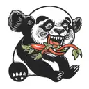 panda eating chilli pepper tattoo design idea