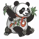 panda eating chilli pepper tattoo design idea
