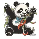 panda eating chilli pepper tattoo design idea