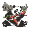 panda eating chilli pepper tattoo design idea