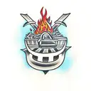 Dumpster Fire tattoo design idea