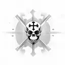 world, skull, cross, 3, heart  tattoo design idea