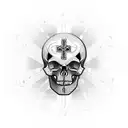 world, skull, cross, 3, heart  tattoo design idea