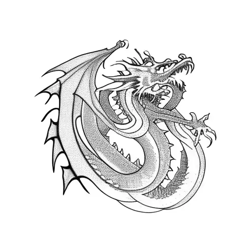 three headed dragon tattoo design idea