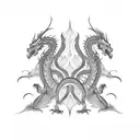 three headed dragon tattoo design idea