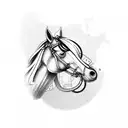 A horse and a car depicted as mechanical steampunk versions of themselves tattoo design idea