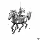 A horse and a car depicted as mechanical steampunk versions of themselves tattoo design idea