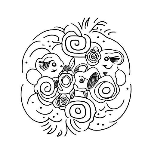 matching tattoo for 4 family memebers, 3 siblings and the mother tattoo design idea
