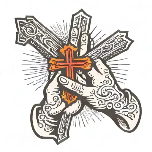 Praying hands with cross tattoo design idea