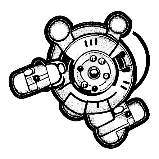 robotic bear steampunk seamless pattern tattoo design idea