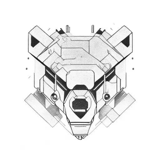 mechanical bear streampunk tattoo design idea