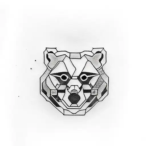 cyberpunk meditation bear tattoo design idea