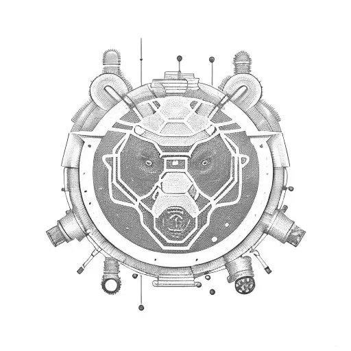 cybernetic bear steampunk seamless pattern tattoo design idea