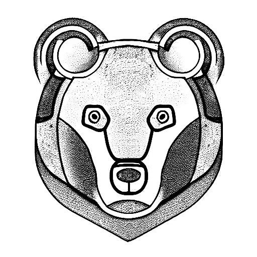 mechanical bear streampunk seamless pattern tattoo design idea
