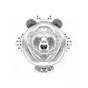 meditation bear space clockwork paw tattoo design idea