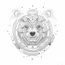 meditation bear space clockwork paw tattoo design idea