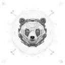 cybernetic bear seamless pattern tattoo design idea