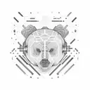 cybernetic bear seamless pattern tattoo design idea