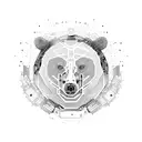 cybernetic bear seamless pattern tattoo design idea