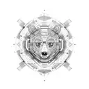 cybernetic bear seamless pattern tattoo design idea