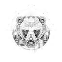 mechanical bear streampunk tattoo design idea