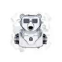 robotic bear steampunk seamless pattern tattoo design idea