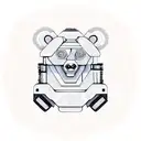 robotic bear steampunk seamless pattern tattoo design idea
