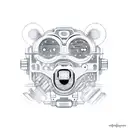 robotic bear steampunk seamless pattern tattoo design idea