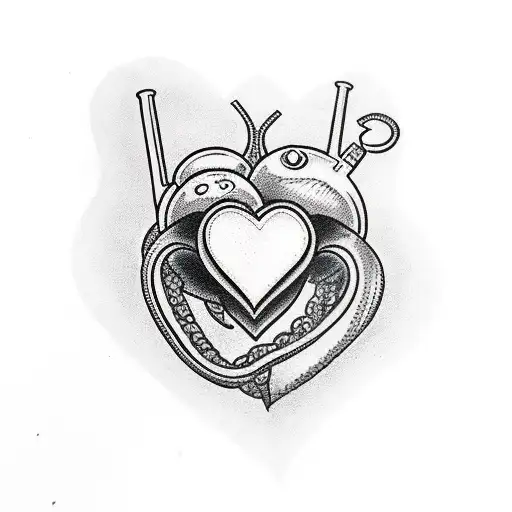 Heart and snail tattoo design idea