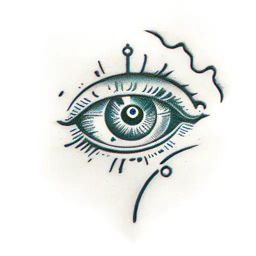 Eyeball with a dart stuck in the pupil, and the text "accurate look" tattoo design idea
