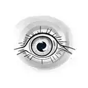 Eyeball with a dart stuck in the pupil, and the text "accurate look" tattoo design idea