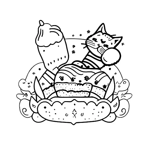a person who loves baking, cats and believes in universe  tattoo design idea
